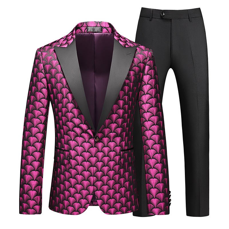 Long-Term Spot Main Push Men'S One-Button Dress Suit Barge Collar Banquet Dress Set Two-Piece - Image 2
