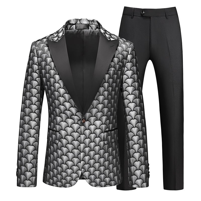 Long-Term Spot Main Push Men'S One-Button Dress Suit Barge Collar Banquet Dress Set Two-Piece - Image 5