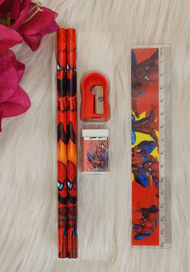 Tera13 Return Gifts for Kids Stationery Set (10 Pcs) - Cartoon Theme Pencil, Eraser, Sharpener for Boys, Multicolor - Image 3