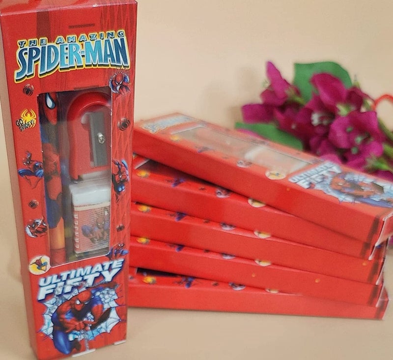 Tera13 Return Gifts for Kids Stationery Set (10 Pcs) - Cartoon Theme Pencil, Eraser, Sharpener for Boys, Multicolor - Image 2