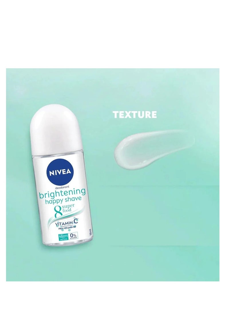 Nivea Deodorant Whitening Happy Shave Roll On 50ml - Image 3