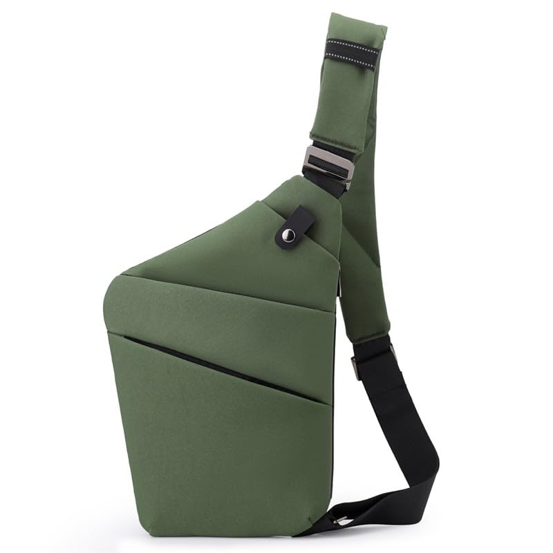BIRDDIE Anti Theft Travel Bag, One Shoulder Large Capacity Cross-body Bag Chest Fashion Lightweight Sling Bags for Travel Sports (Right Shoulder, Green) - Image 1
