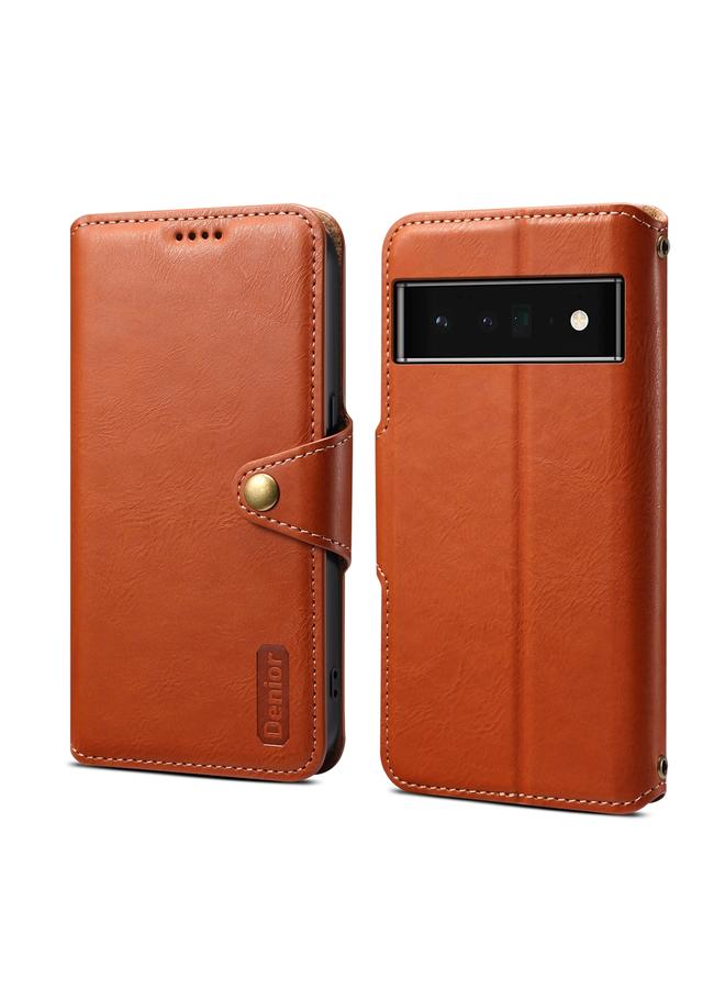 For Google Pixel 6 Pro Denior Cowhide Texture Wallet Style Leather Phone Case(Brown)