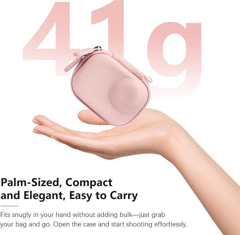 AMAZEAR Carry Case for Insta360 Go Ultra Accessories, Insta 360 Go-Ultra Portable and Compact Travel Bag Hard Leather Case with Soft Inner for Protection, Organization, and Storage, Pink, for Single - Image 4