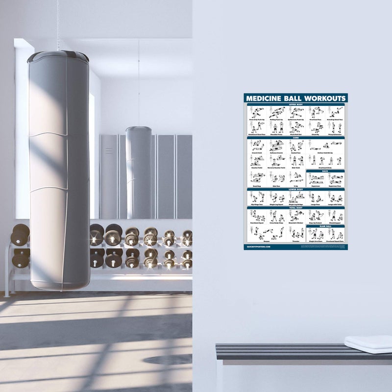 Palace Learning QuickFit 2 Pack - Medicine Ball Workouts and Battle Rope Exercise Poster Set - Set of 2 Fitness Charts (LAMINATED, 18" x 24") - Image 4