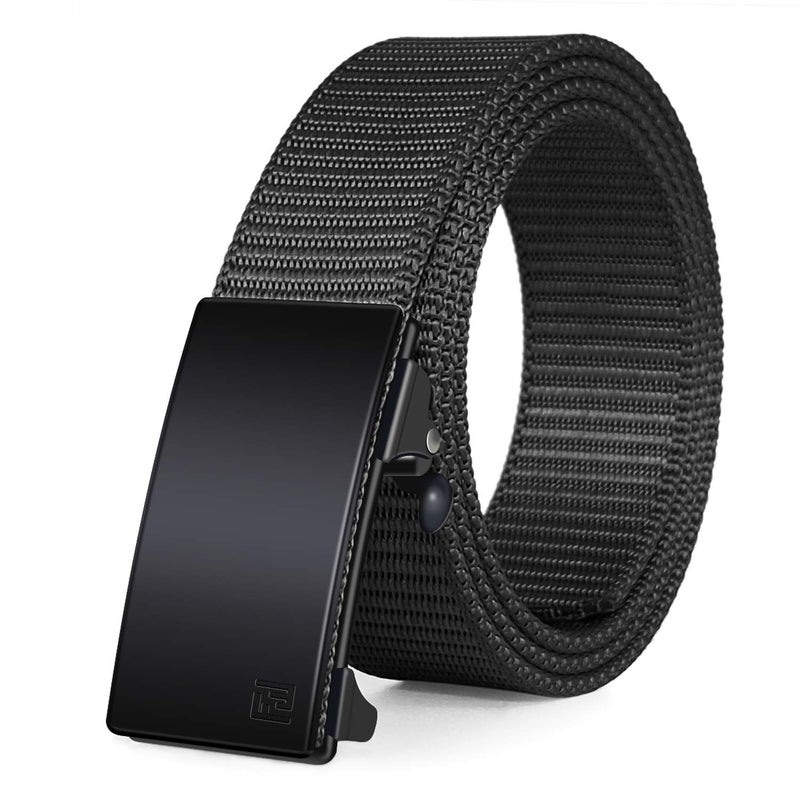 FAIRWIN Men's Ratchet Web Belt,1.25 inch Nylon Automatic Buckle Belt,No Holes Invisible Belt for Men(Black, S) - Image 1
