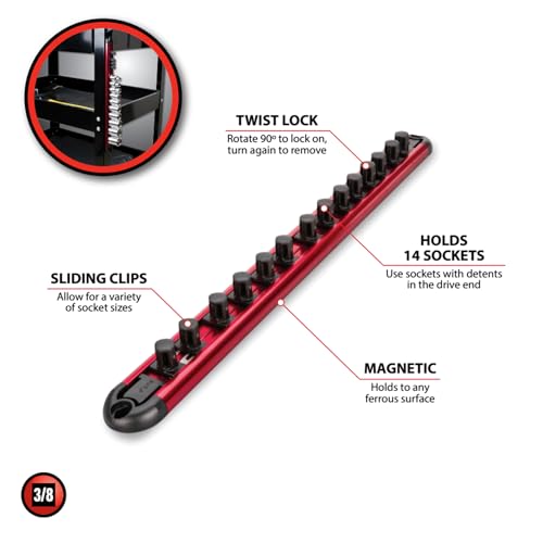 Performance Tool W38190 38 Dr Magnetic Socket Rail - Image 3
