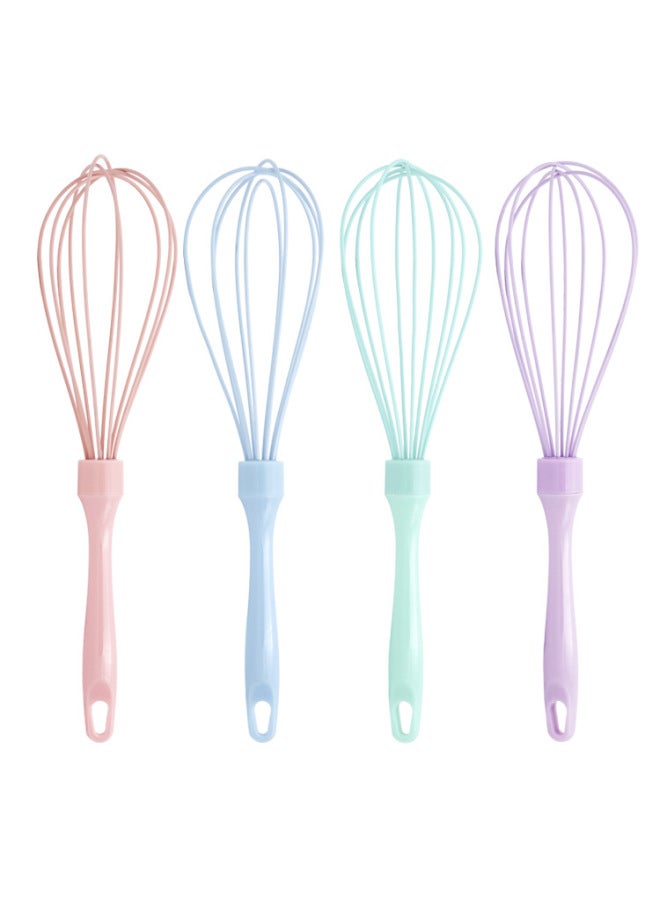 10 Inch Manual Transparent Handle Egg Beater Plastic Handle Cream Mixer 12 Inch 5 Wire Silicone Egg Beater-Color:12inch Solid Color (random Color)  - Image 1