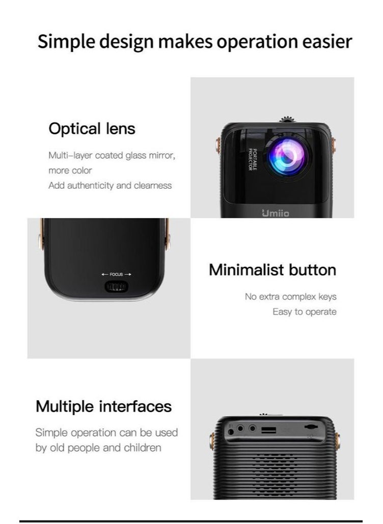 Umiio - Multimedia Android Projector Intelligent Screen Projection Wi-Fi and Bluetooth Portable Indoor & Outdoor Theatre - Image 1