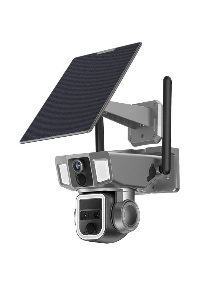 Generic - 4G & Wi-Fi Two Modes of Internet Access Multi-lens 4K/5MP Solar Powered PTZ Camera 360° View Video Surveillance System, Motion Detection, Full-Color Night Vision, 2-Way Audio, Pan Tilt, Cloud Storage - Image 1