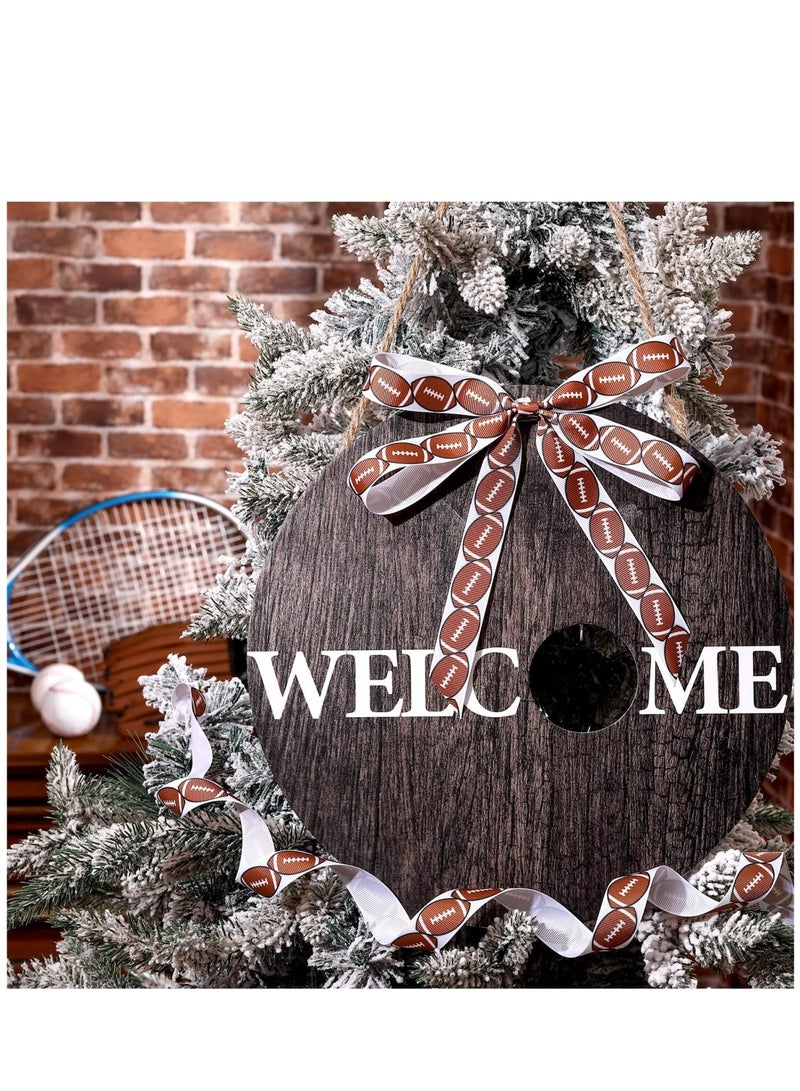 Zikra 4 Rolls Basketball Brown White Wired Edge Ribbon Grosgrain Ribbon Football Ribbon Baseball Sport Ribbon Polyester Burlap Ribbon for Party Wrapping Homecoming Mum Supplies 24 Yards Long 7/8 Inch Wide - Image 4