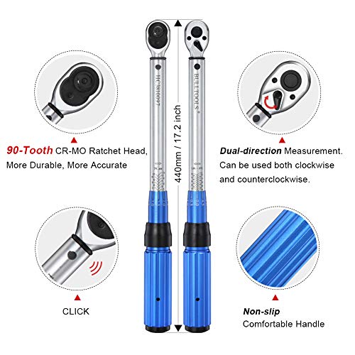 BULLTOOLS 3/8-inch Drive Dual-Direction Click Torque Wrench Set 90-tooth High Accuracy Torque Wrench with Buckle (10-100ft.lb/20-135Nm) - Image 4