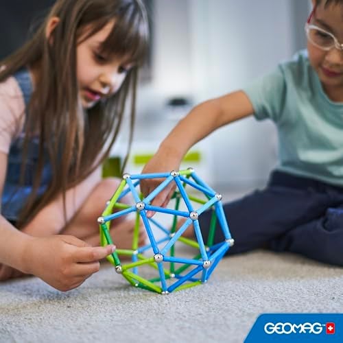 GEOMAG ألعاب مغناطيسية كلاسيكية من جيوماغ للأطفال من عمر 8 سنوات 142 قطعة تعليمية STEM مغناطيسات للأطفال مصنوعة في سويسرا من كتل وبلاط مغناطيسي من 100% بلاستيك معاد تدويره - Image 5