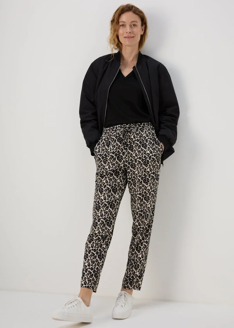ماتلان Girls Cream Leopard Wide Leg Jeans