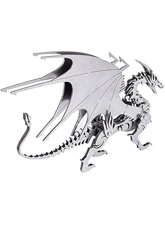 مجموعة نموذج لغز معدني ثلاثي الأبعاد تنين النار، ألغاز تركيب تنين النار ثلاثي الأبعاد بزخارف معدنية من الفولاذ المقاوم للصدأ (تنين النار) - Image 4