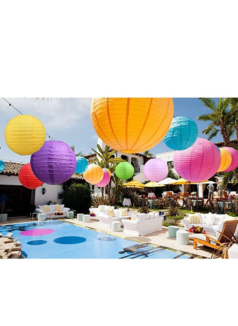 Excefore 16Pcs Colorful Paper Lanterns Decorative, Chinese/Japanese Hanging Round Foldable Lantern, for Birthday, Wedding, Halloween, Bridal Shower, Home Decor, Party (Size of 4”, 6”, 8”, 10”)  - Image 3