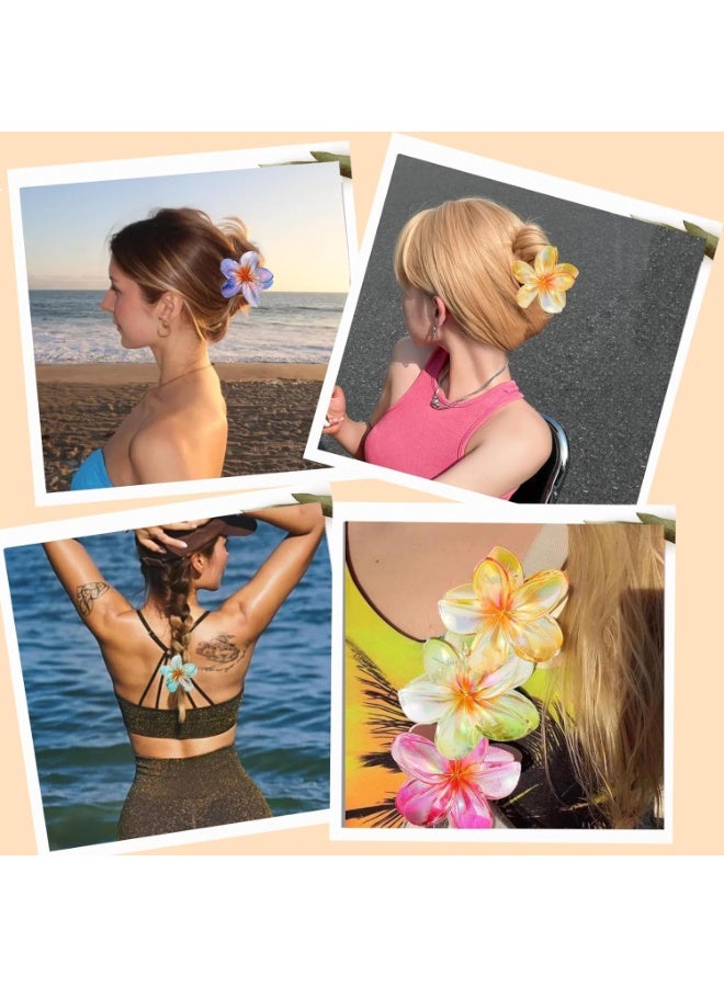 6 قطع من مشابك الشعر على شكل زهرة بلوميريا للنساء والفتيات، مشابك شعر هاواي، مشابك شعر على شكل زهرة غير قابلة للانزلاق، للشعر الكثيف الرقيق، إكسسوارات شعر لطيفة لقضاء عطلة الشاطئ في هاواي للنساء - Image 4