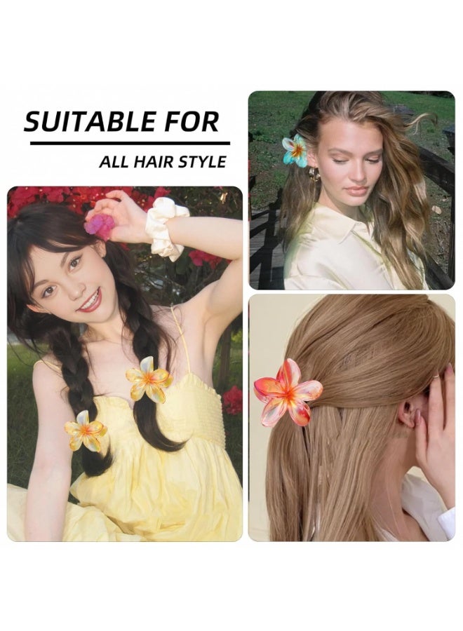 6 قطع من مشابك الشعر على شكل زهرة بلوميريا للنساء والفتيات، مشابك شعر هاواي، مشابك شعر على شكل زهرة غير قابلة للانزلاق، للشعر الكثيف الرقيق، إكسسوارات شعر لطيفة لقضاء عطلة الشاطئ في هاواي للنساء - Image 5