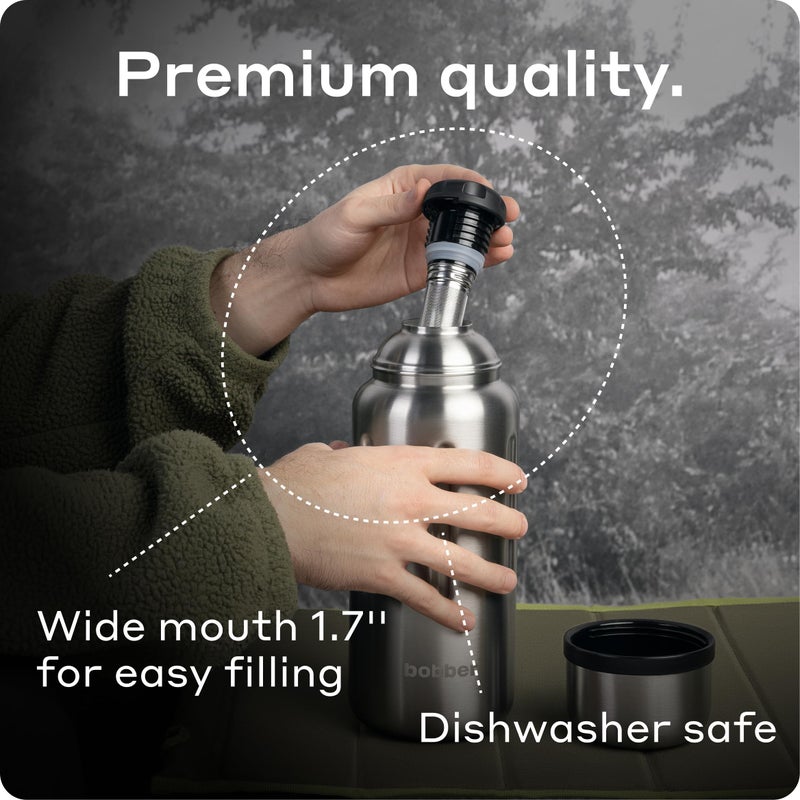 BOBBER 46 oz Vacuum Insulated Stainless Steel Water Bottle with Cup Lid â€“ Dishwasher Safe â€“ Keeps Drinks Hot for 45 Hours â€“ Double Walled Coffee Thermo Bottle for Hot Drinks (Matte) - Image 5
