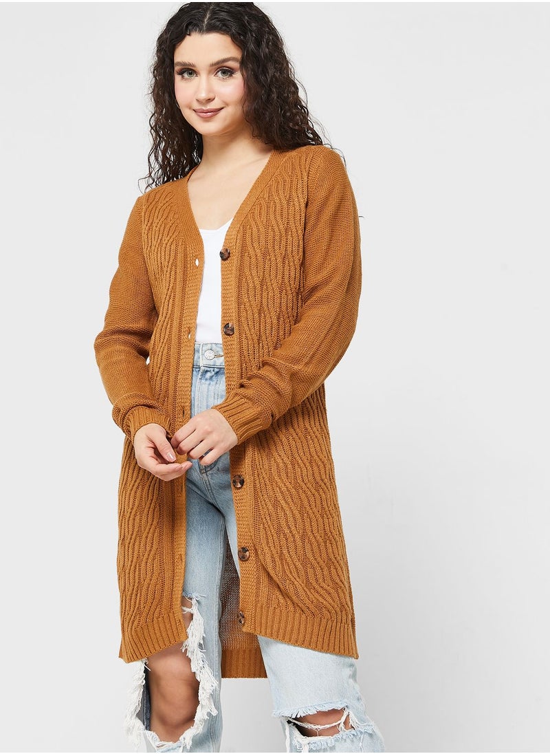 Jacqueline de Yong Knitted Longline Cardigan  - Image 1