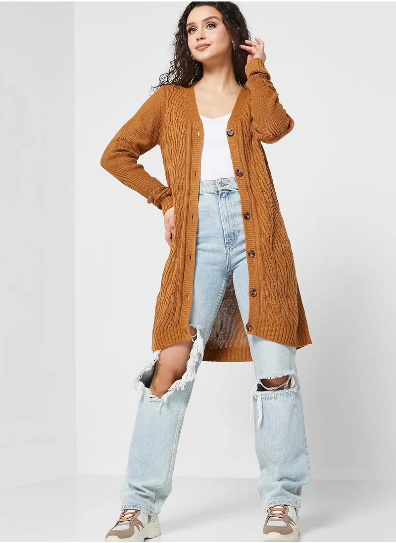 Jacqueline de Yong Knitted Longline Cardigan