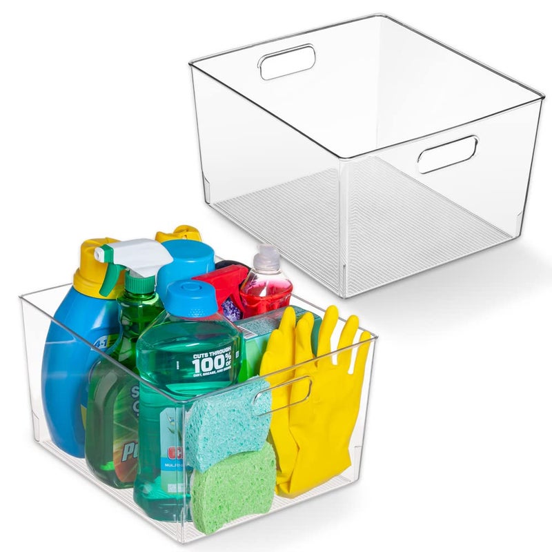 ClearSpace XL Clear Plastic Storage Bins  2 Pack for Kitchen Cabinet and Fridge Organization
