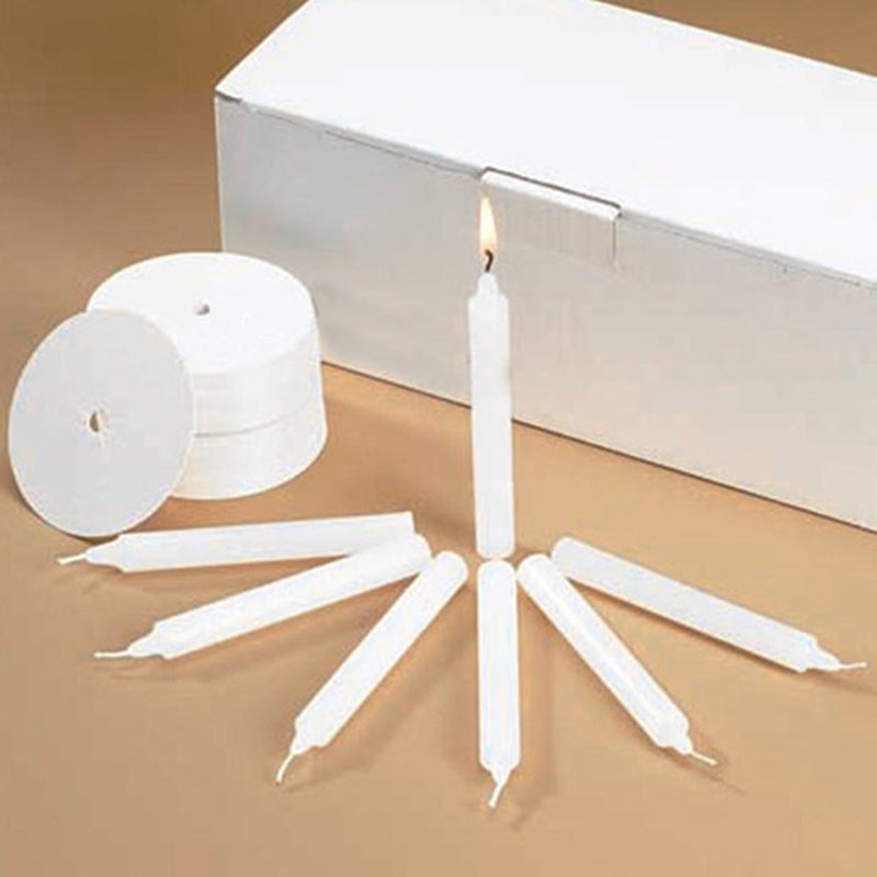 Will & Baumer Church Service Ceremony Vigil Devotional Unscented 1/2 x 4 1/4" White Candle with Drip Protector - 50 per Box - Image 1