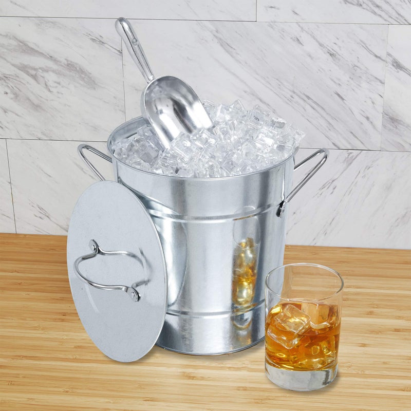 Twine Insulated Ice Bucket With Lid & Scooper for Parties - Galvanized Metal Bucket Cooler & Drink Tub Holds 1 Gallon - Image 5