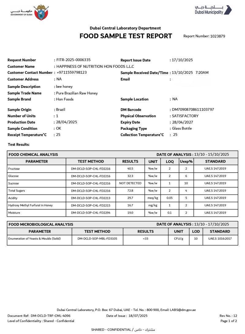 HON FOODS, Organic Pure Brazilian Raw Honey (Wild Flower), 500gm (Pack of 2) - Image 5
