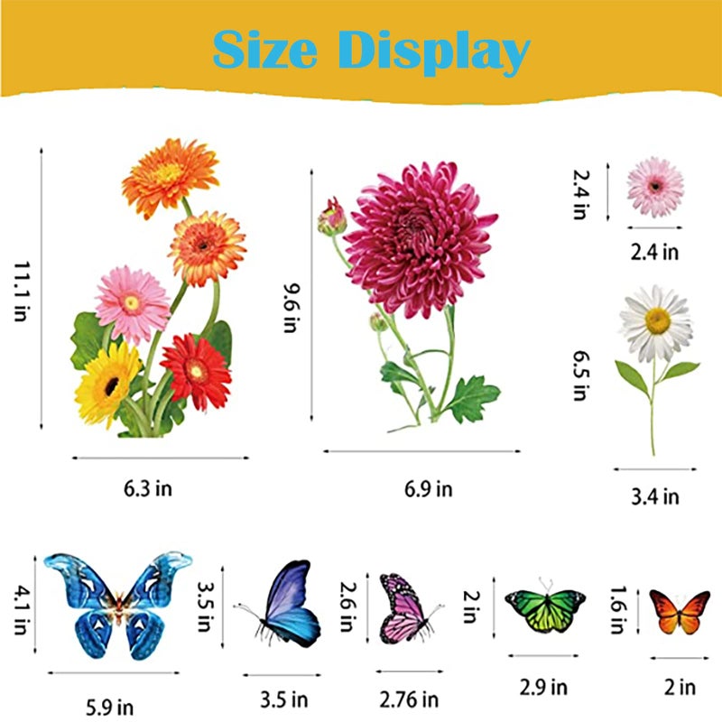 QNTCCX Spring Window Clings Flower Butterfly - 84 Pieces Anti-Collision Window Stickers Decals for Glass Windows Decoration Spring Party Supplies - Image 5