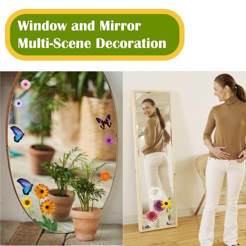 QNTCCX Spring Window Clings Flower Butterfly - 84 Pieces Anti-Collision Window Stickers Decals for Glass Windows Decoration Spring Party Supplies - Image 4
