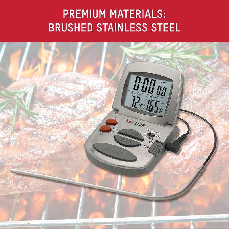Taylor Precision Products Programmable with Timer Instant Read Wired Probe Digital, Meat, Food, Grill BBQ Cooking Kitchen Thermometer - Image 4