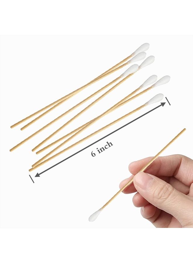 Bcowos 6" Long Cotton Swabs 200 Count - Extra Long Cotton Buds, Cotton Swabs with Wooden Sticks - Cotton Swabs for Makeup Ears Pets Care Gun Cleaning - Biodegradable Swabsticks - Image 2