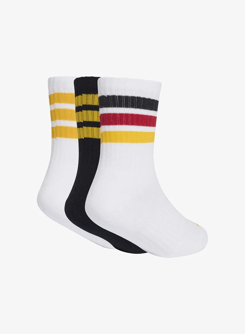 اديداس Kids 3 Pack 3-Stripes Cushioned Crew Socks