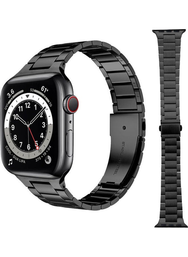 HuHa Replacement Strap Watchband For Apple Watch Series 7 41mm / 6 / SE / 5 / 4 40mm / 3 / 2 / 1 38mm Black - Image 1