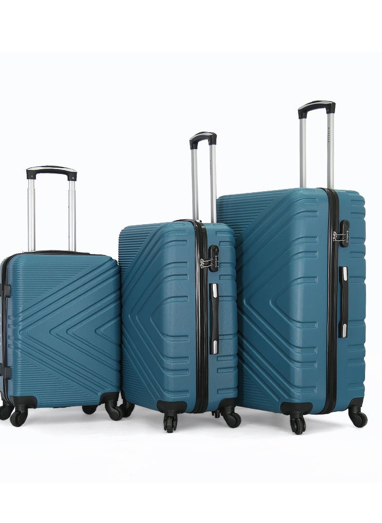 GIORDANO 3-Piece ABS Hardside Spinner Iron Rod Luggage Trolley Set With TSA Lock 20/24/28 Inch Petrolium  - Image 1