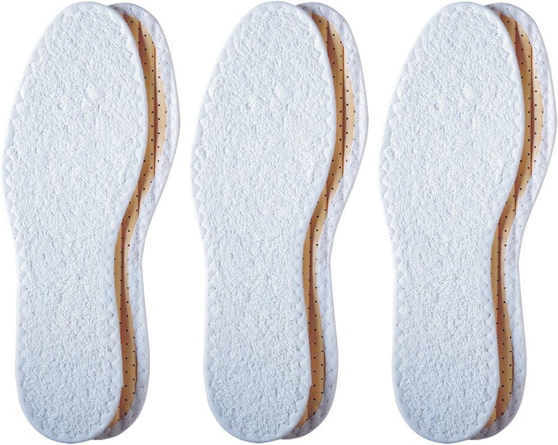 Pedag Pedag Summer | Pure Terry Cotton Insoles | Handmade in Germany | Absorbs Sweat & Controls Odor | Ideal for Wear Without Socks | Washable | US Women 9/ Men 6/ EU 39 | White | 3 Pair