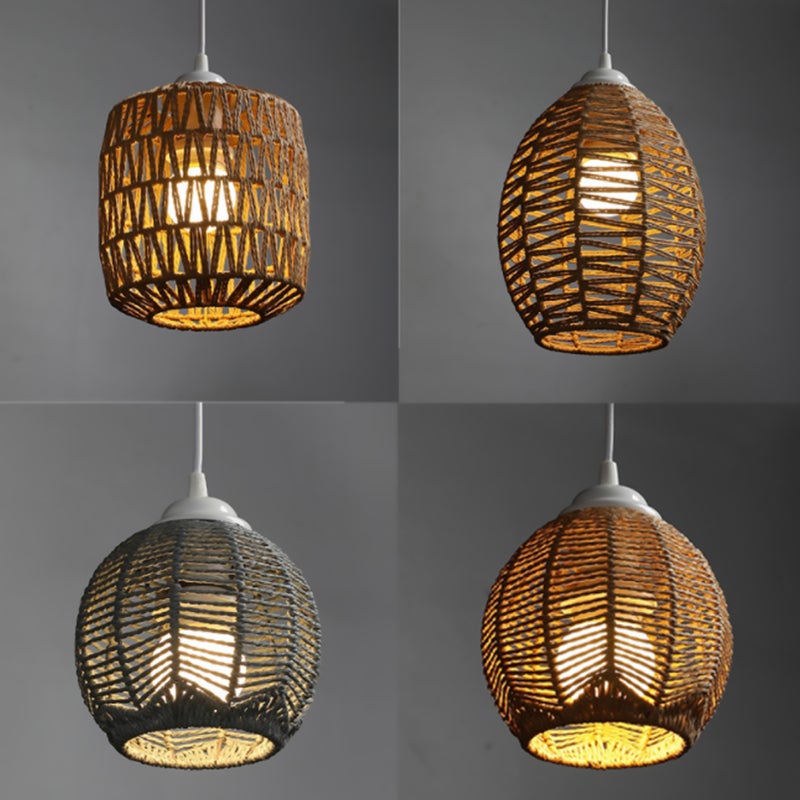 1pc Simulated Rattan Lamp Cover Handmade Woven Vintage Lampshade ( Style) - Image 3