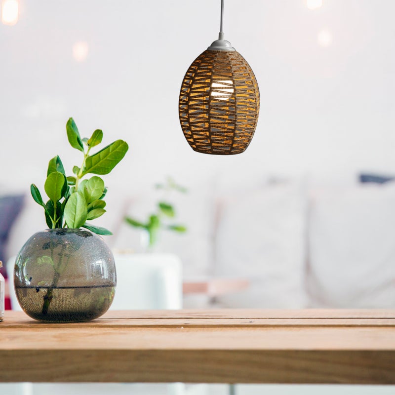 1pc Simulated Rattan Lamp Cover Handmade Woven Vintage Lampshade ( Style) - Image 4