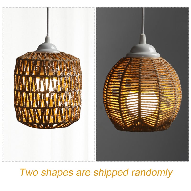 1pc Simulated Rattan Lamp Cover Handmade Woven Vintage Lampshade ( Style) - Image 2