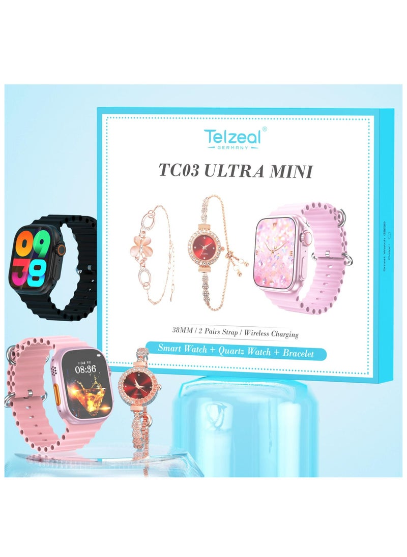 Telzeal - TC03 Ultra MINI Smart Watch with bracelets_Pink - Image 1