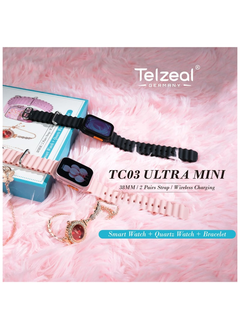Telzeal - TC03 Ultra MINI Smart Watch with bracelets_Pink - Image 1