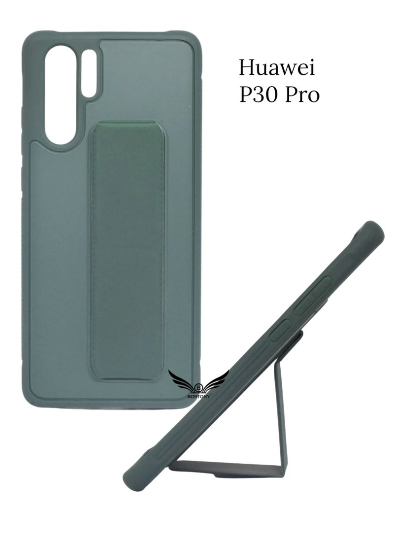 BORTONY Fully Covered With Finger Grip Stand Holder Anti Slip Shockproof Protective Case Cover For Huawei P30 Pro - Image 1