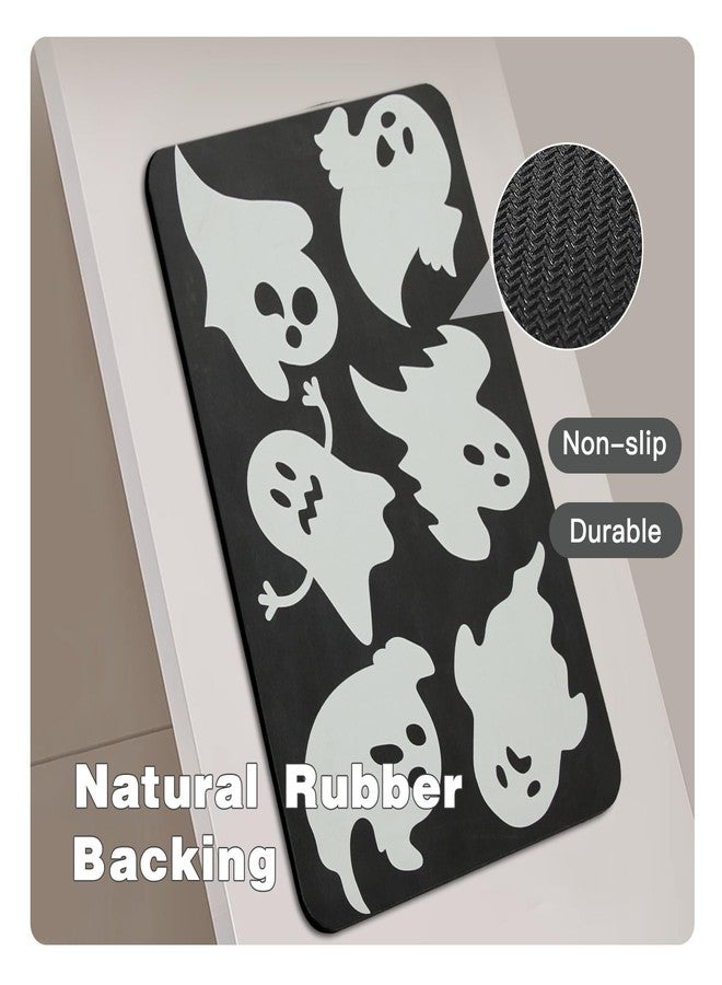 TYUU Halloween Bath Mat, Thin Halloween Bathroom Rug Non Slip Quick Dry Ghost Bath Mat Fits Under Door Thin Floor Mat Halloween Decor, 17''x30'', Ghosts Black - Image 4