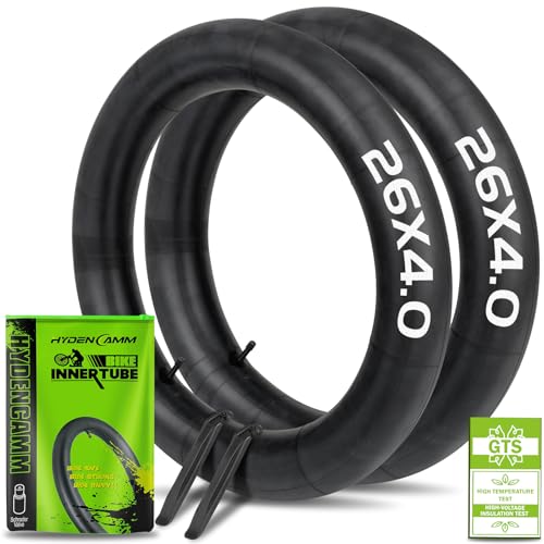 Hydencamm 2 Pack 26x4.0 Fat Bike Tube, 26x3.5/4.0 E-Bike Fat Bicycle Inner Tube AV Schrader Valve with 2 Tire Levers, 26 x 4.0 Fat Tire Bike Inner Tubes for Ebike Electric Bicycle Road Mountain - Image 1