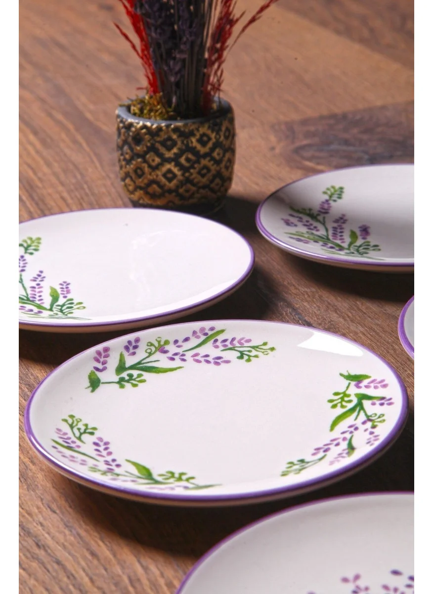Kitchen Life 6-Piece Special Design Handmade 16 cm Stackable Lavender Cake Plate Set - Dessert Plate Set