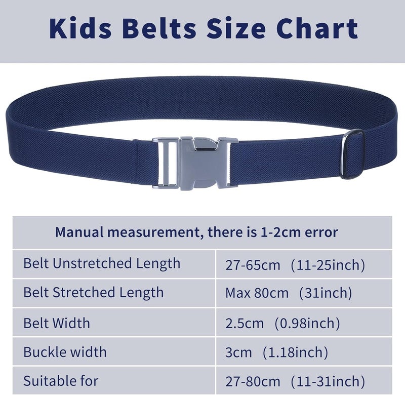 Kajeer Boy Kids Belt,Elastic Belts Easy Clasp Adjustable Child Zinc Alloy Buckle Youth Belt for Boys Girls(2 PCS) - Image 3