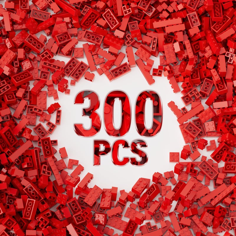 YUJHITP 300 Piece Red Bricks Bulk Assortment Pack 12 Size Red Brick Accessories for Building Compatible with Lego Parts and Pieces - Image 3