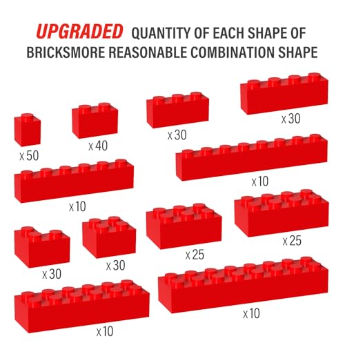 YUJHITP 300 Piece Red Bricks Bulk Assortment Pack 12 Size Red Brick Accessories for Building Compatible with Lego Parts and Pieces - Image 5