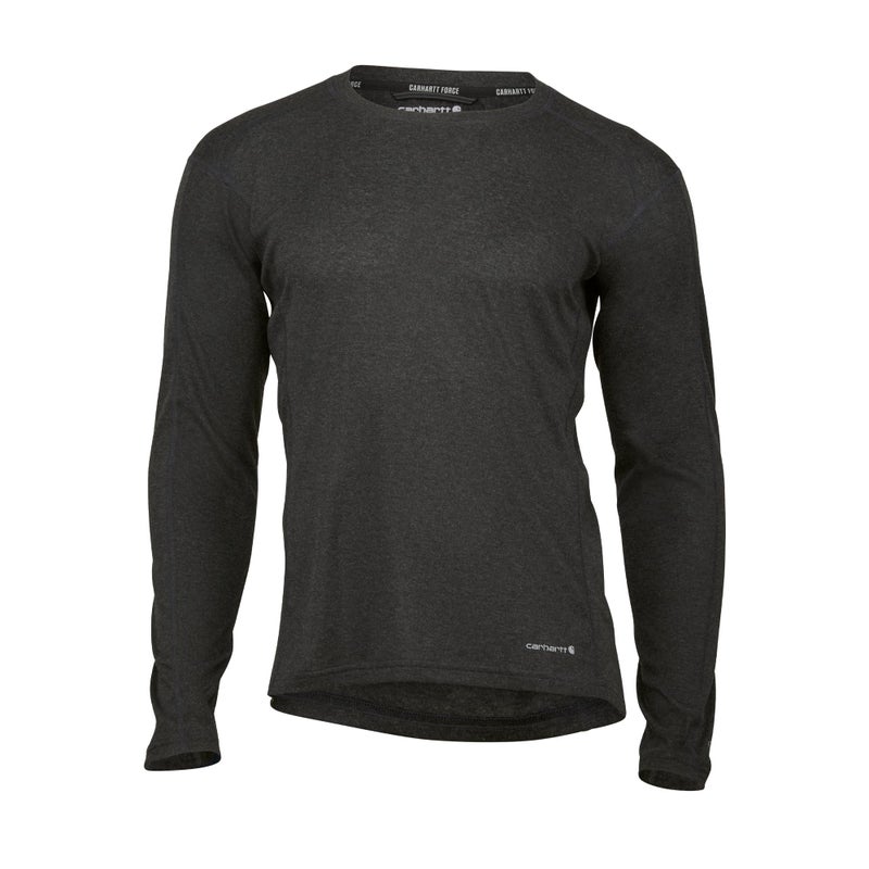 Carhartt Men's Force Midweight Stretch Base Layer Crewneck, Black Heather, X-Large - Image 1
